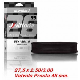 Camera d'aria Vittoria Standard V.48 Presta 27.5x2.50/3.00 Camera d'aria Vittoria Standard V.48 Presta 27.5x2.50/3.00