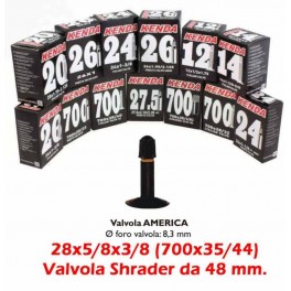 Camera d'aria Kenda 28x5/8x3/8 (700x35-43) V.48 Shrader Camera d'aria Kenda 28x5/8x3/8 (700x35-43) V.48 Shrader