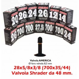 Camera d'aria Kenda 28x5/8x3/8 (700x35-43) V.48 Shrader